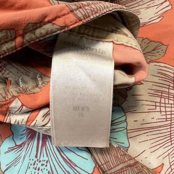 Patagonia Men’s Wavefarer Striped Board Shorts Size 35 Brown Orange Hawaiian - Picture 8 of 12